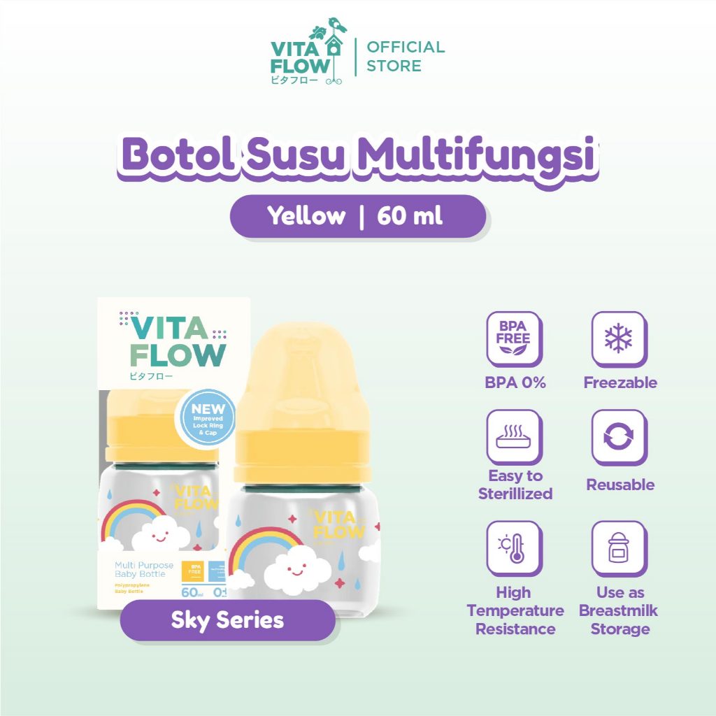 Vitaflow Botol Susu Multifungsi PP 60 ml Yellow