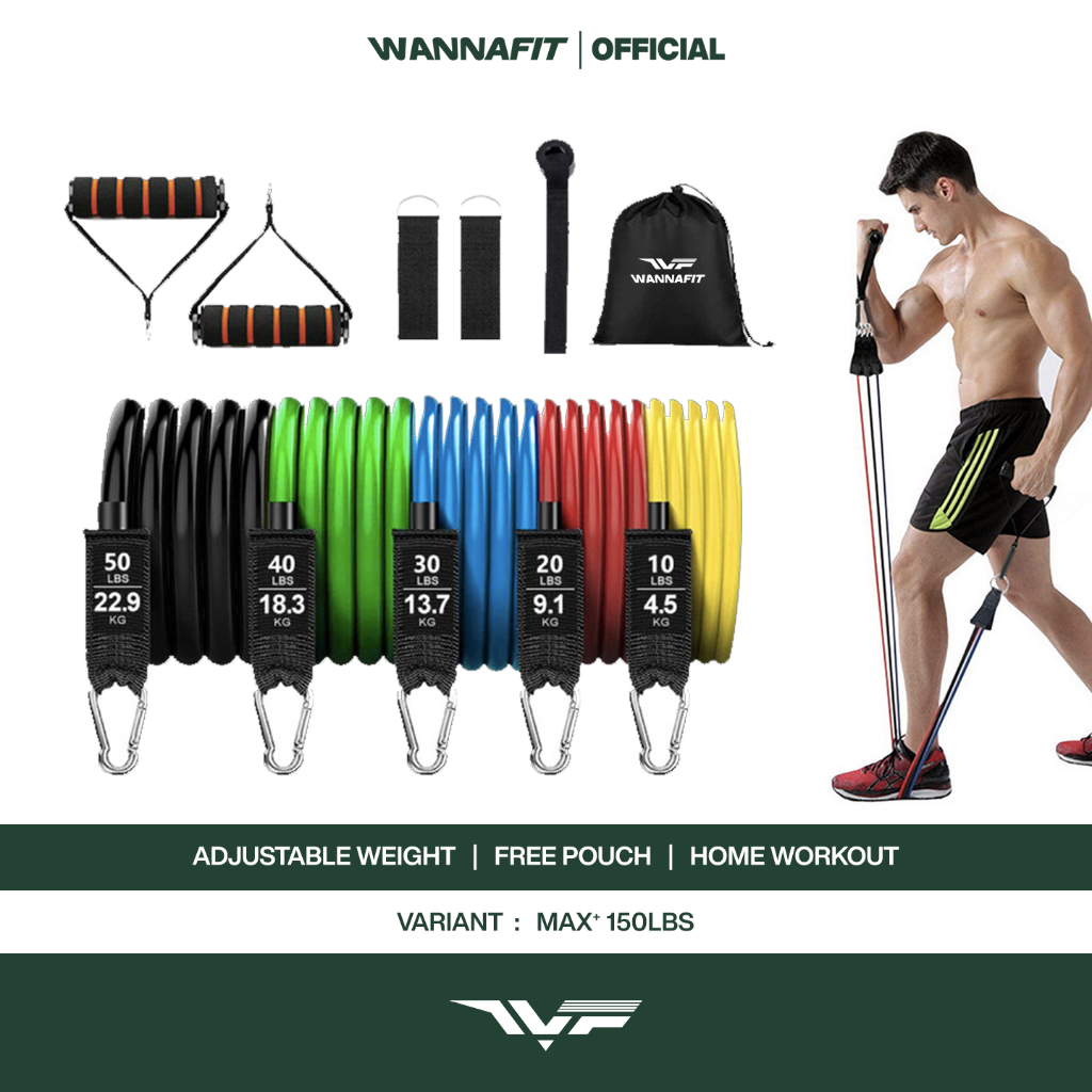 WANNAFIT MAX 11 in 1 Pro Resistance Band Set | Tali Olahraga Bicep Tricep Back Shoulder