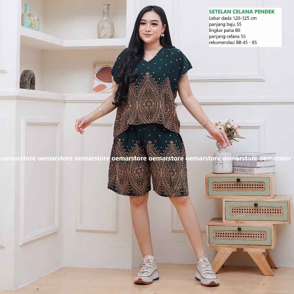 LUNA ONESET || SETELAN CELANA PENDEK MOTIF || SETELAN CROPTOP || LD 120 BB 45-85 KG || BAHAN RAYON