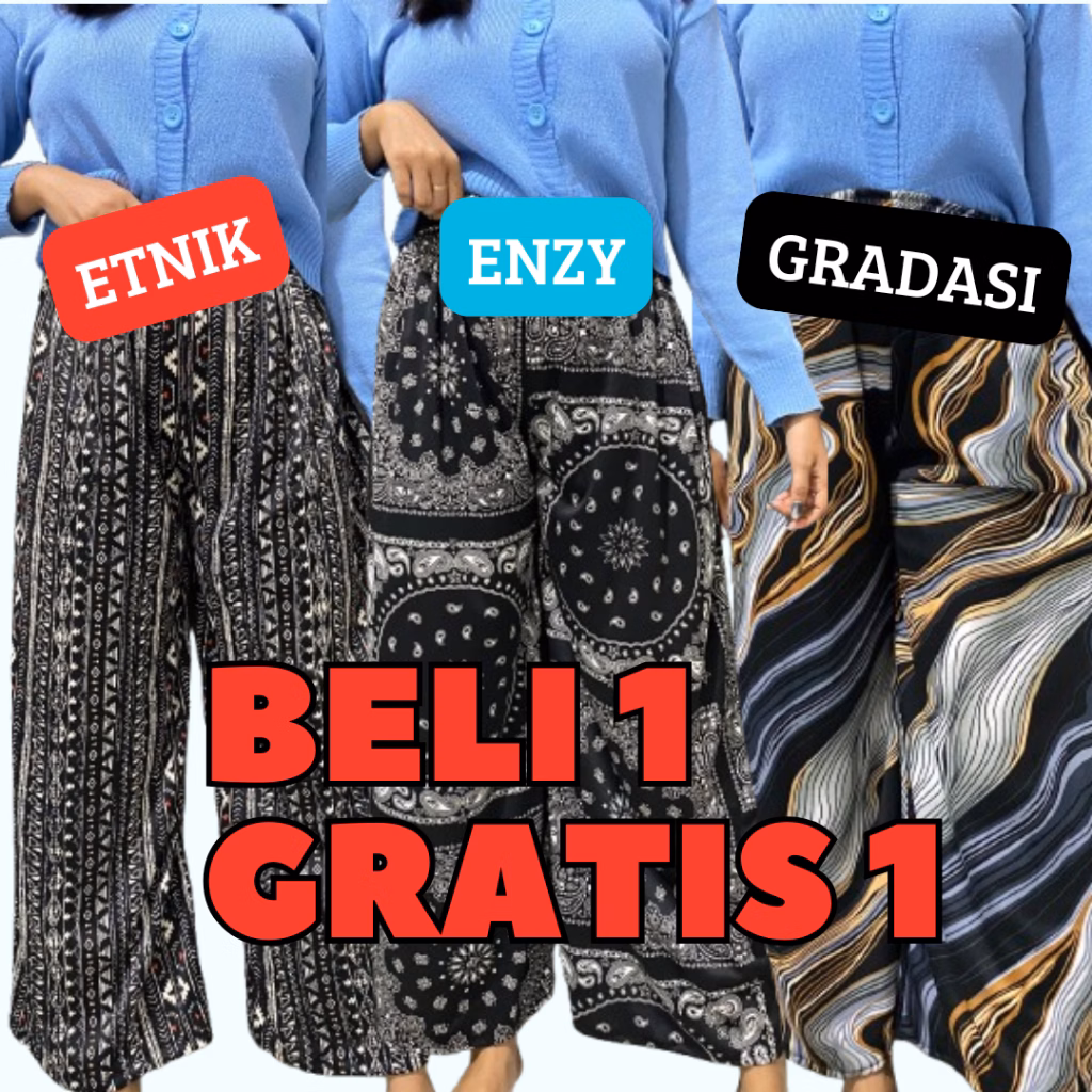 (  𝐁𝐄𝐋𝐈 𝟏 𝐆𝐑𝐀𝐓𝐈𝐒 𝟏 ) Kulot Hommy Hygit Motif  Celana Panjang Wanita Kulot Santai Kulot Tidur