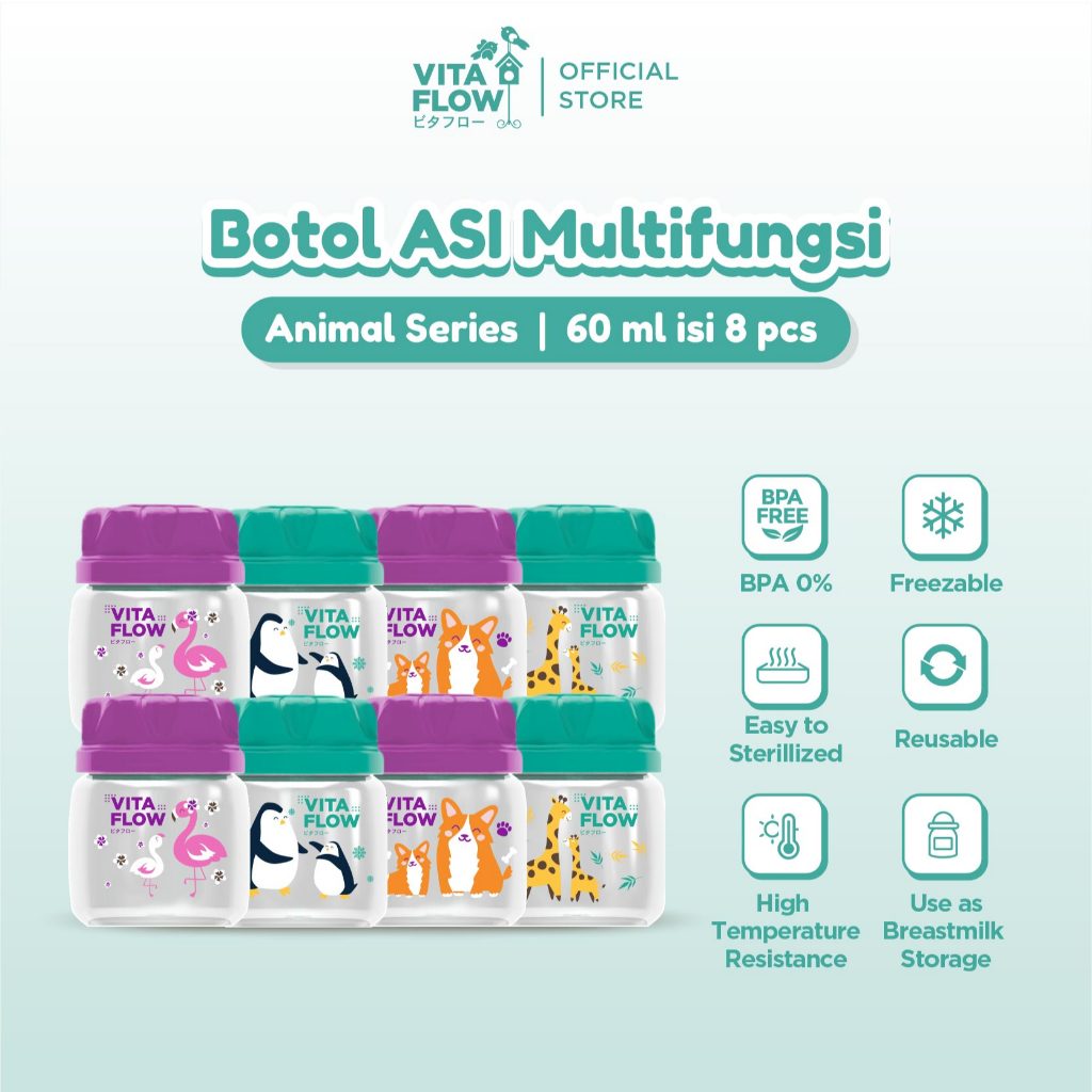 Vitaflow Botol ASI Multifungsi PP 60 ml Animal Series isi 8