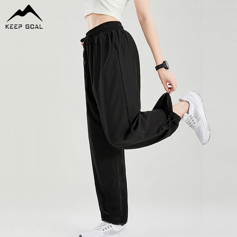 KEEP GOAL celana gym wanita joging highwaist parasut jumbo panjang