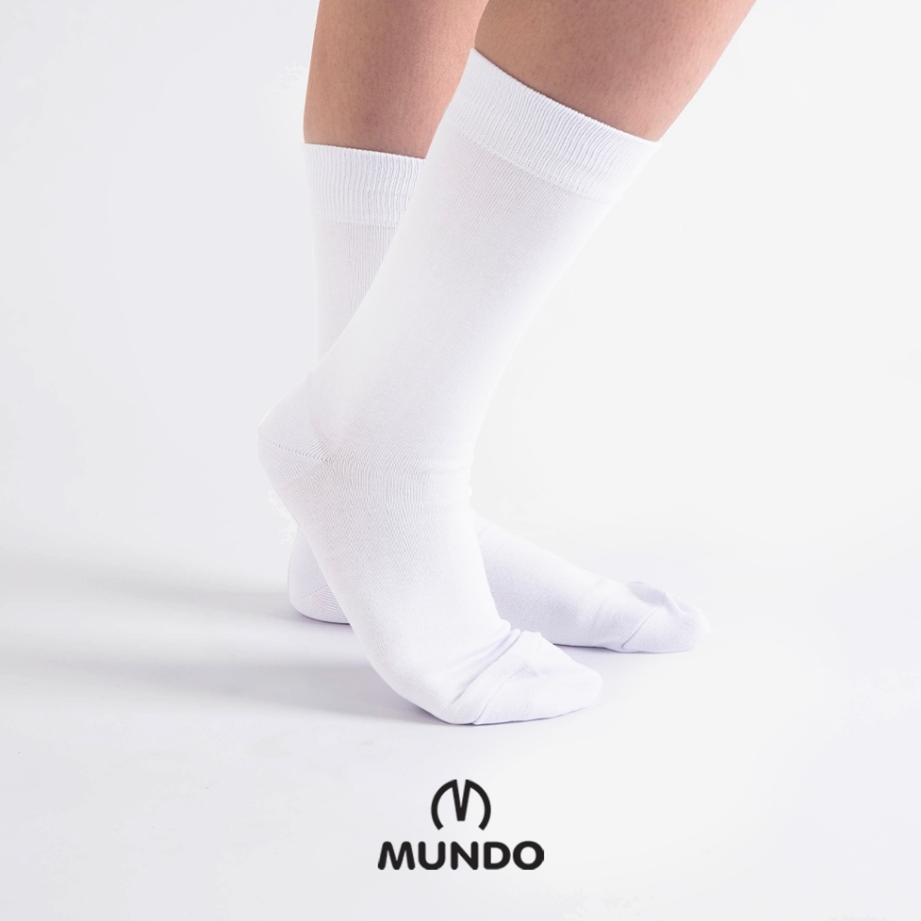 MUNDO School Sock Basic Knee White - Kaos Kaki Anak Sekolah Sebetis Putih