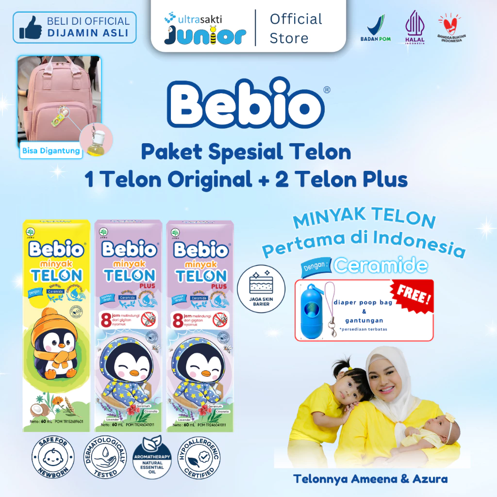 Paket Bebio Minyak Telon Ceramide (1 Bebio Telon Ceramide Original 60ml +2 Bebio Telon Ceramide Plus 60ml FREE GIMMICK GANTUNGAN+DIAPER POOP BAG) Paket Bebio Minyak Telon Ceramide (1 Bebio Telon Ceramide Original 60ml +2 Bebio Telon Ceramide Plus 60ml FREE GIMMICK GANTUNGAN+DIAPER POOP BAG)