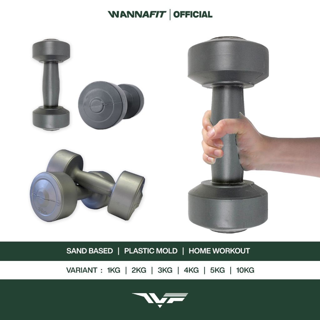 WANNAFIT Dumbbell Pasir 1kg 2kg 3kg 4kg 5kg 10kg | Dumbell Barbell PVC | Alat Latihan