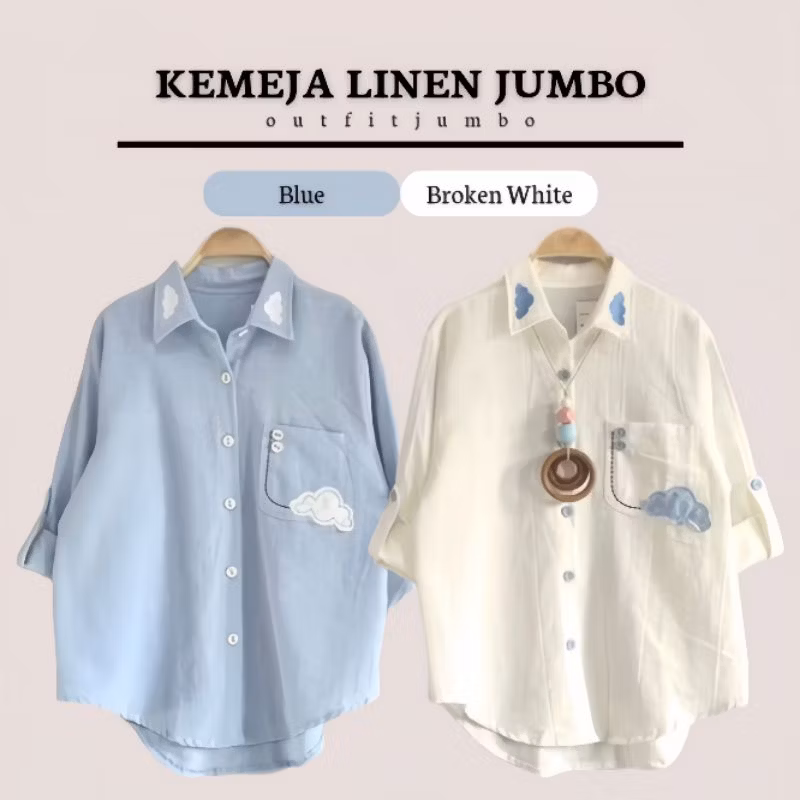Arka Kemeja Wanita S M L XL XXL 3XL 4XL 5L - Kemeja Jumbo Ld 110 120 130 140 - Matt Linen Lengan Pan