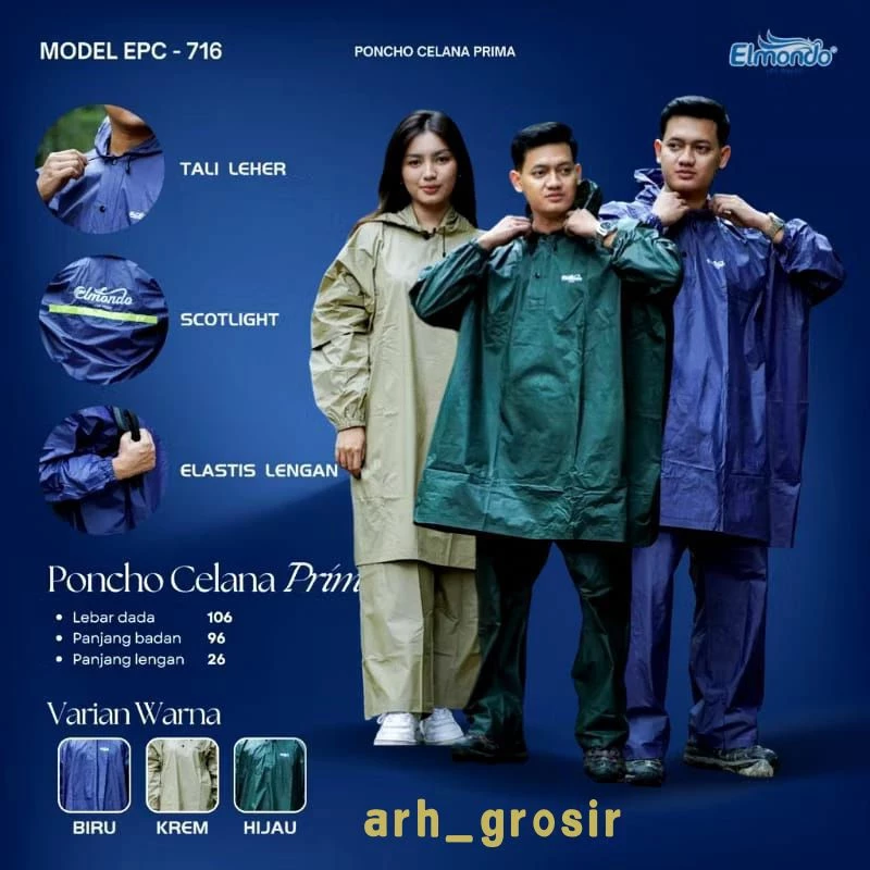 Jas Hujan Ponco Elmondo Prima - Mantel Ujan Dewasa Pria dan Wanita Jas Hujan Ponco Elmondo Prima - Mantel Ujan Dewasa Pria dan Wanita