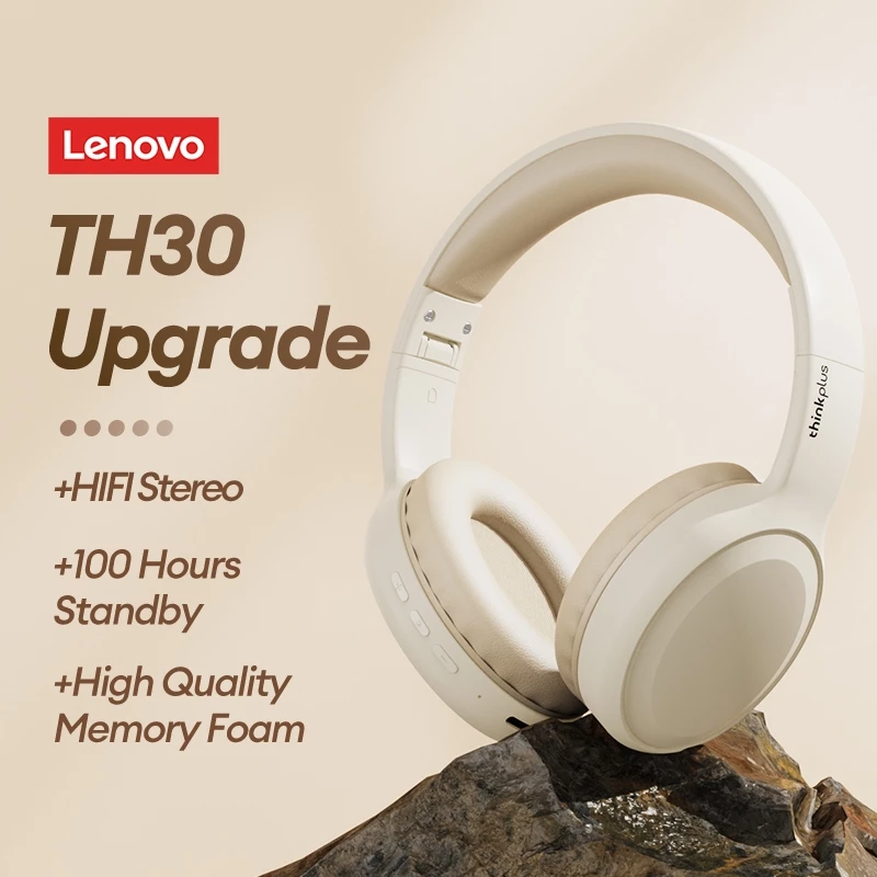 Lenovo Thinkplus TH30 Headset Bluetooth V5.3 Wireless Headphone Bluetooth Bass Gaming Music TWS Headset for Android iOS PC