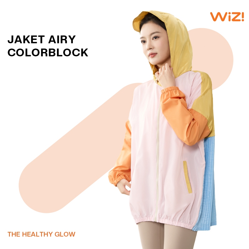 WiZi Jaket Parasut Olahraga Wanita Jaket Macaron Berwarna-Warni Oversize Airy