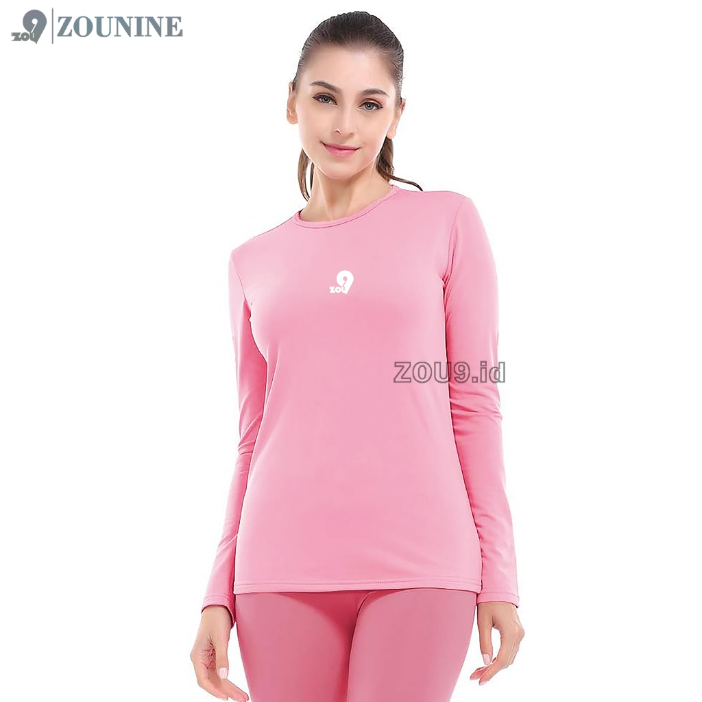 Zou9 Baselayer Manset Baju Olahraga Wanita Kaos Senam Lari Sport Running