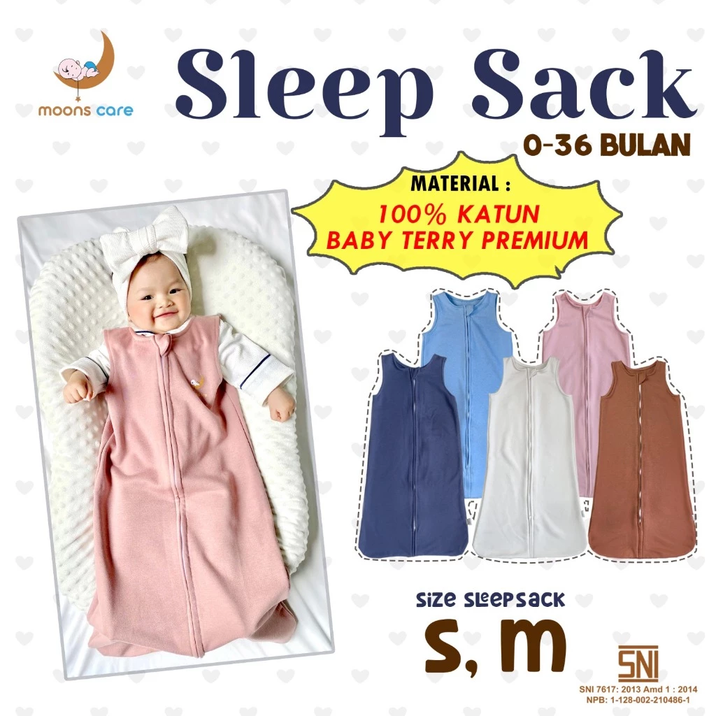 Moonscare SNI Sleepsack kantong tidur bayi sleepsack sleeping bag kantong tidur Kulit Sensitif Premium bedong bayi instan sleep sack polos selimut bayi instan wearable blanket signatur sleepsack selimut zipper sleep sack