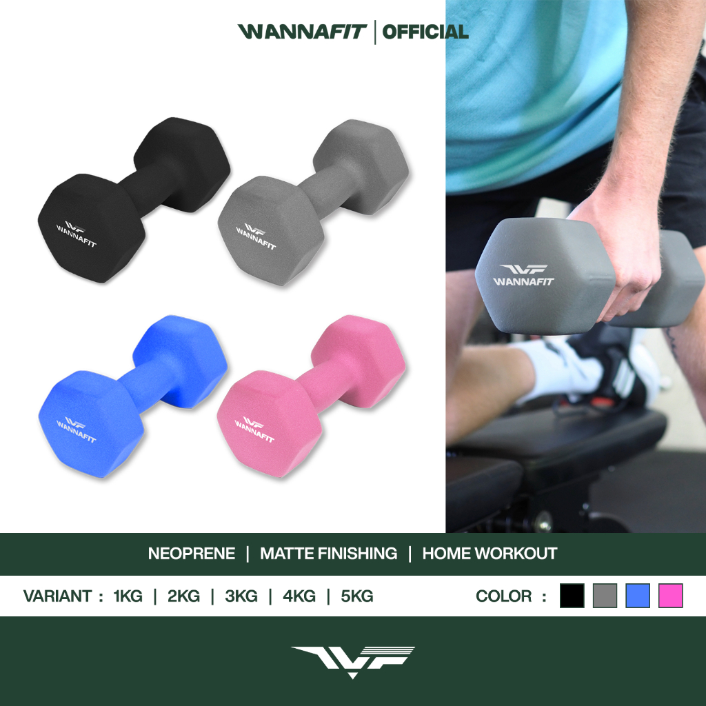 WANNAFIT Dumbbell Barbel 1kg 2kg 3kg 4kg 5kg | Dumbell Barbell Vinyl Neoprene | Alat