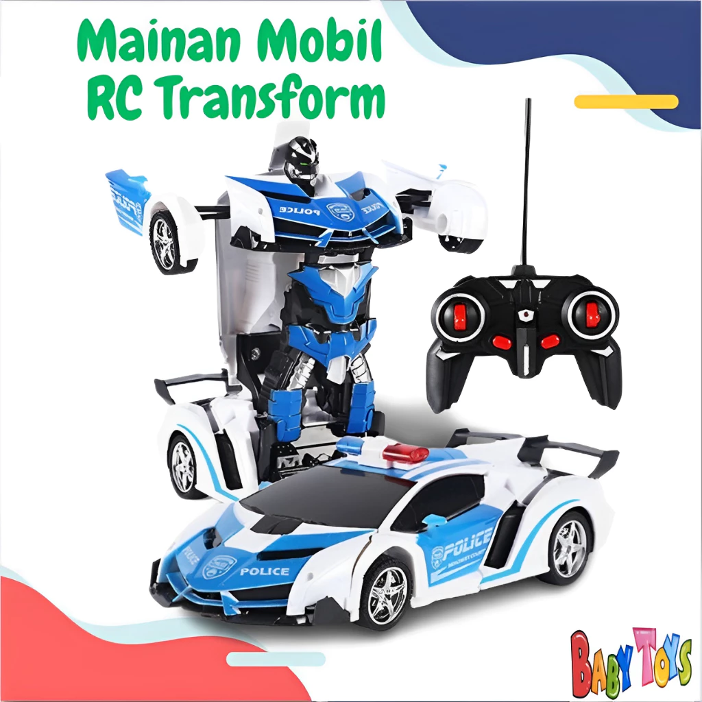 BabyToys Mainan Anak Mobil Remote Control Polisi Laki Laki Perempuan Dapat Berubah