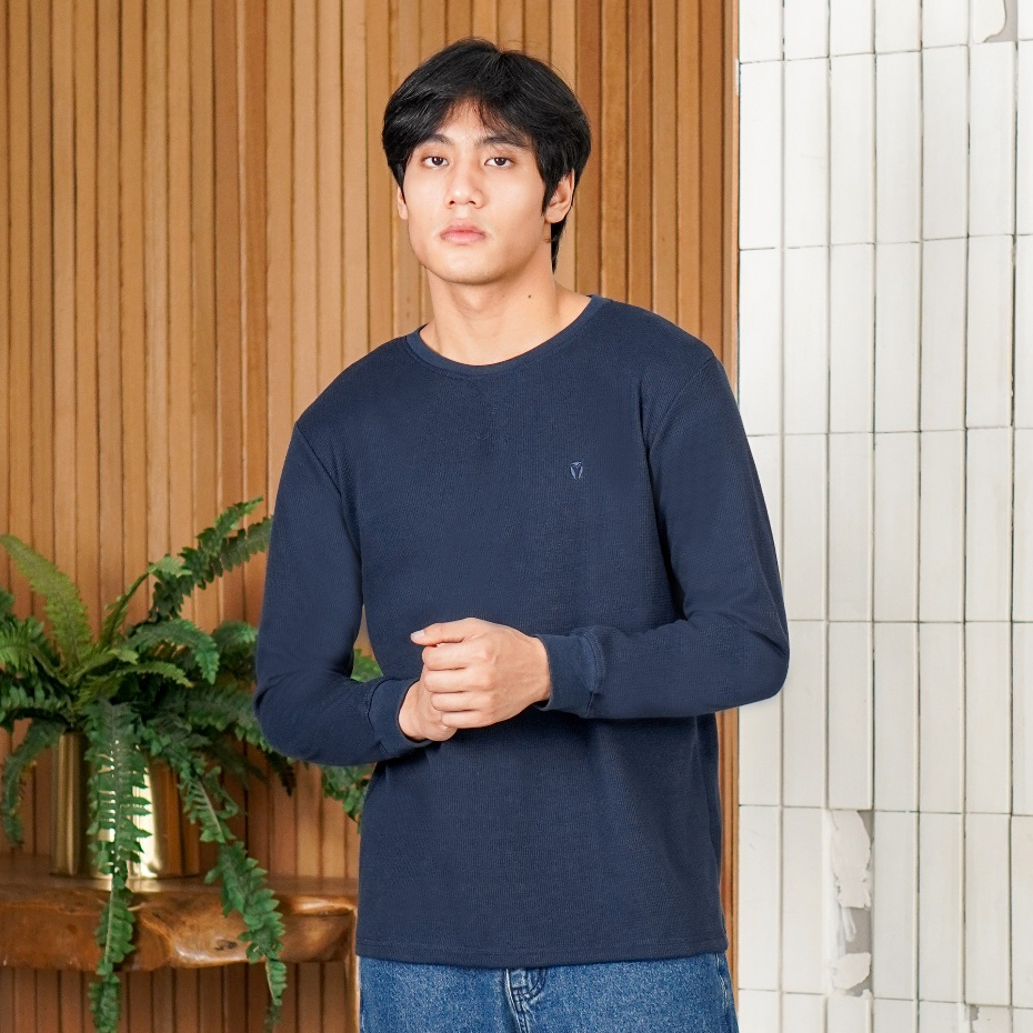 MATSUDA Komoro Kaos Polos Waffle Lengan Panjang Cotton Polos