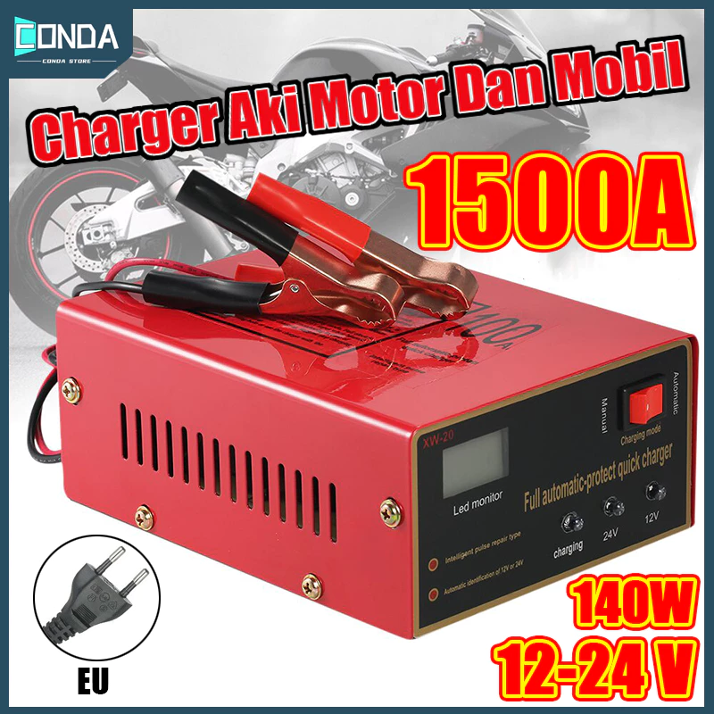 Charger Aki 12V 24V LCD