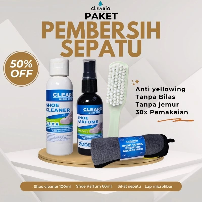Paket Pembersih Sepatu Shoes Cleaner Parfum Sepatu Sabun Cuci Sepatu - Cleario