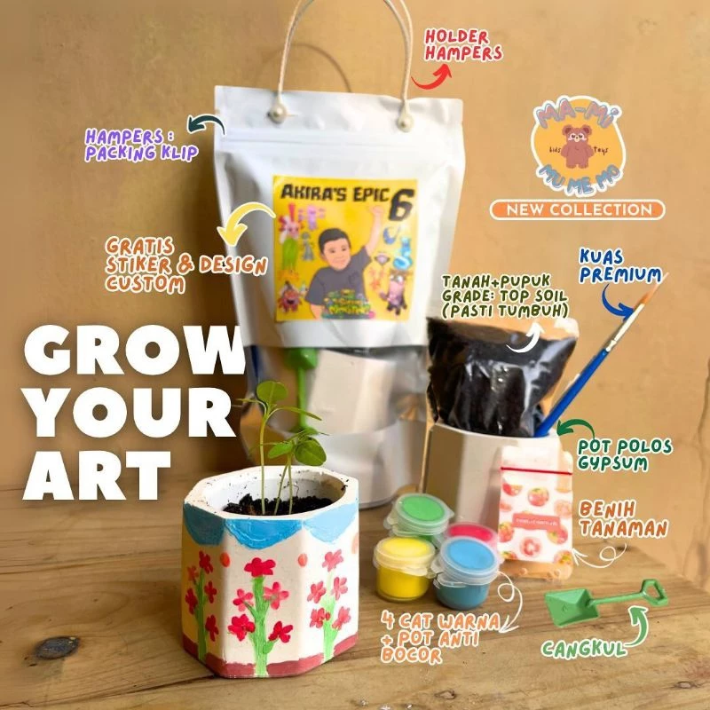 [Ready Stok] Grow Your Art - Hampers Ulang Tahun Melukis & Menanam DIY / Souvernir