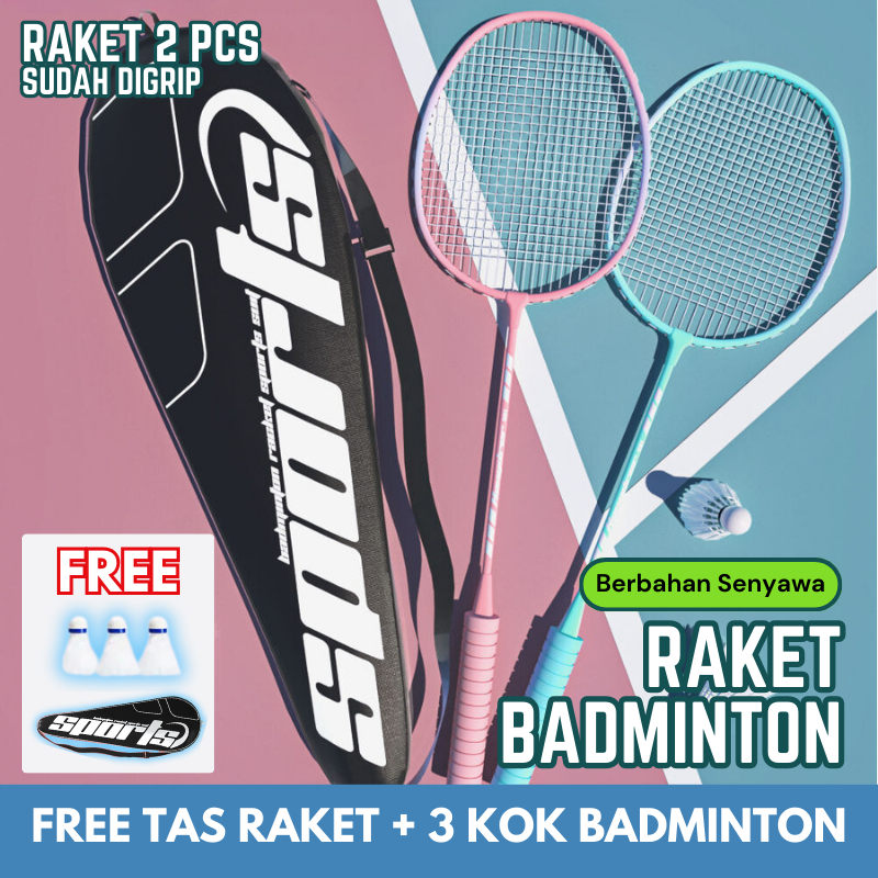 BBAK Raket Badminton isi 2pcs Raket Bulu Tangkis Alat Olahraga Racket Badminton Original
