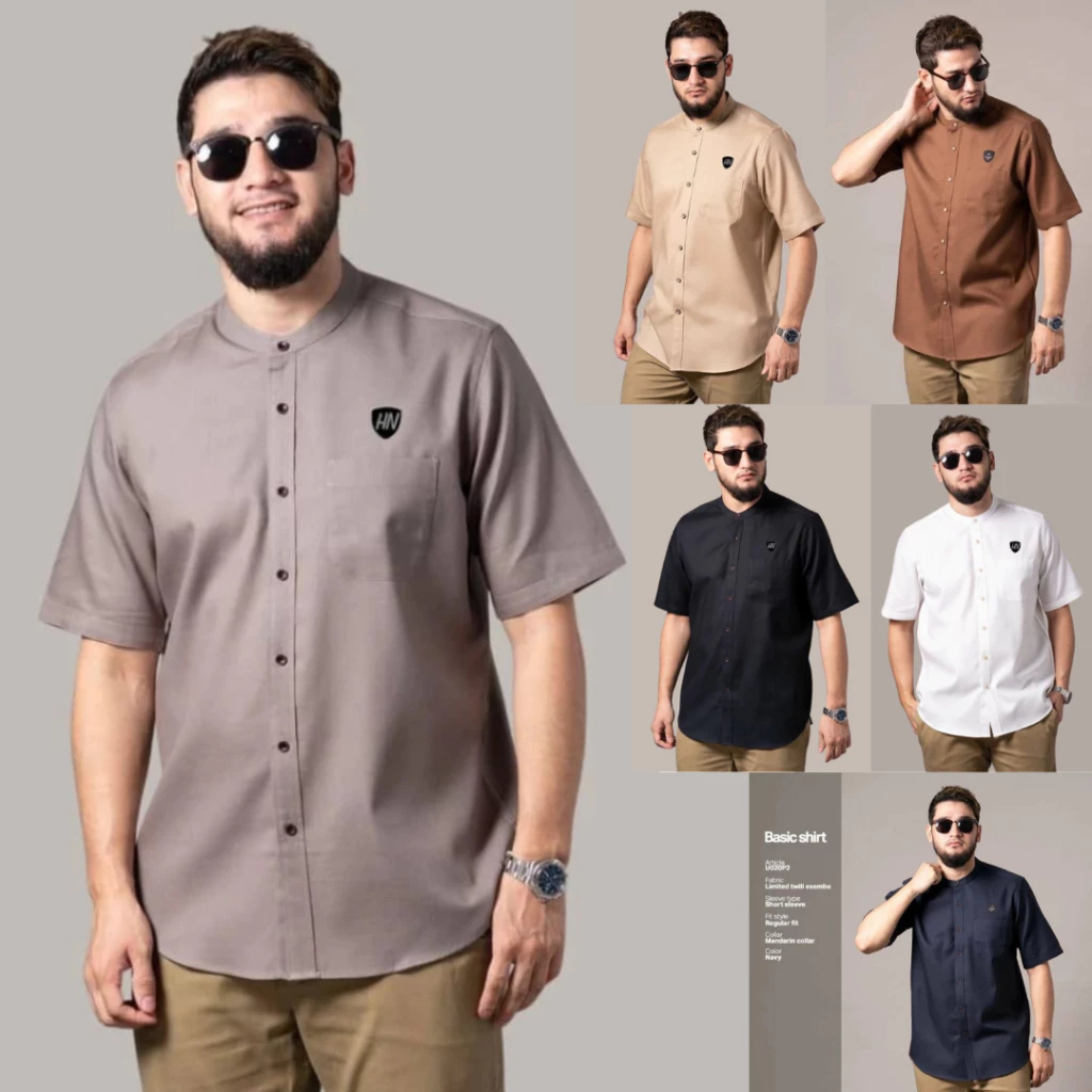 Baju Koko Pria Polos Benzema lengan pendek kerah sanghai Original Ukuran M L XL XXL