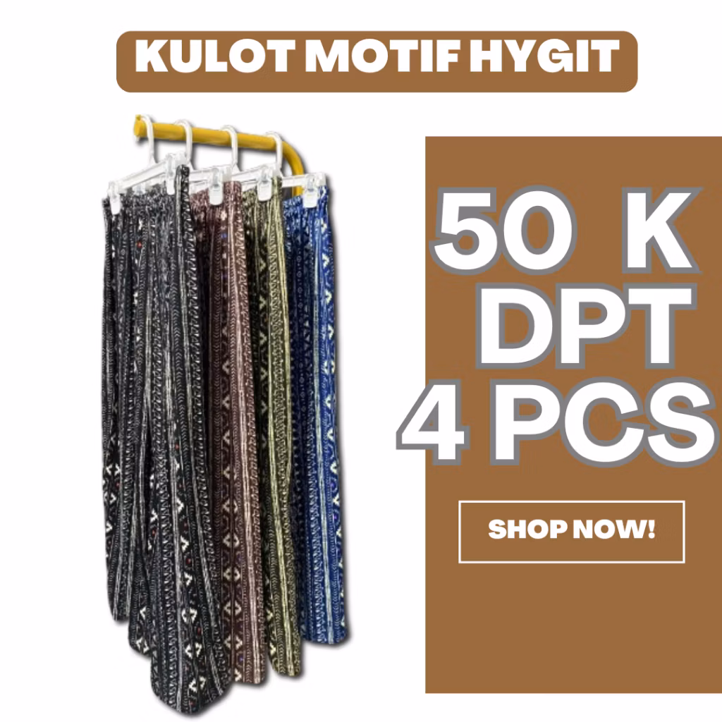 (50 DPT 4 PCs) Kulot Motif Etnik Celana Santai Celana Panjang Wanita Celana Tidur Celana Hommy
