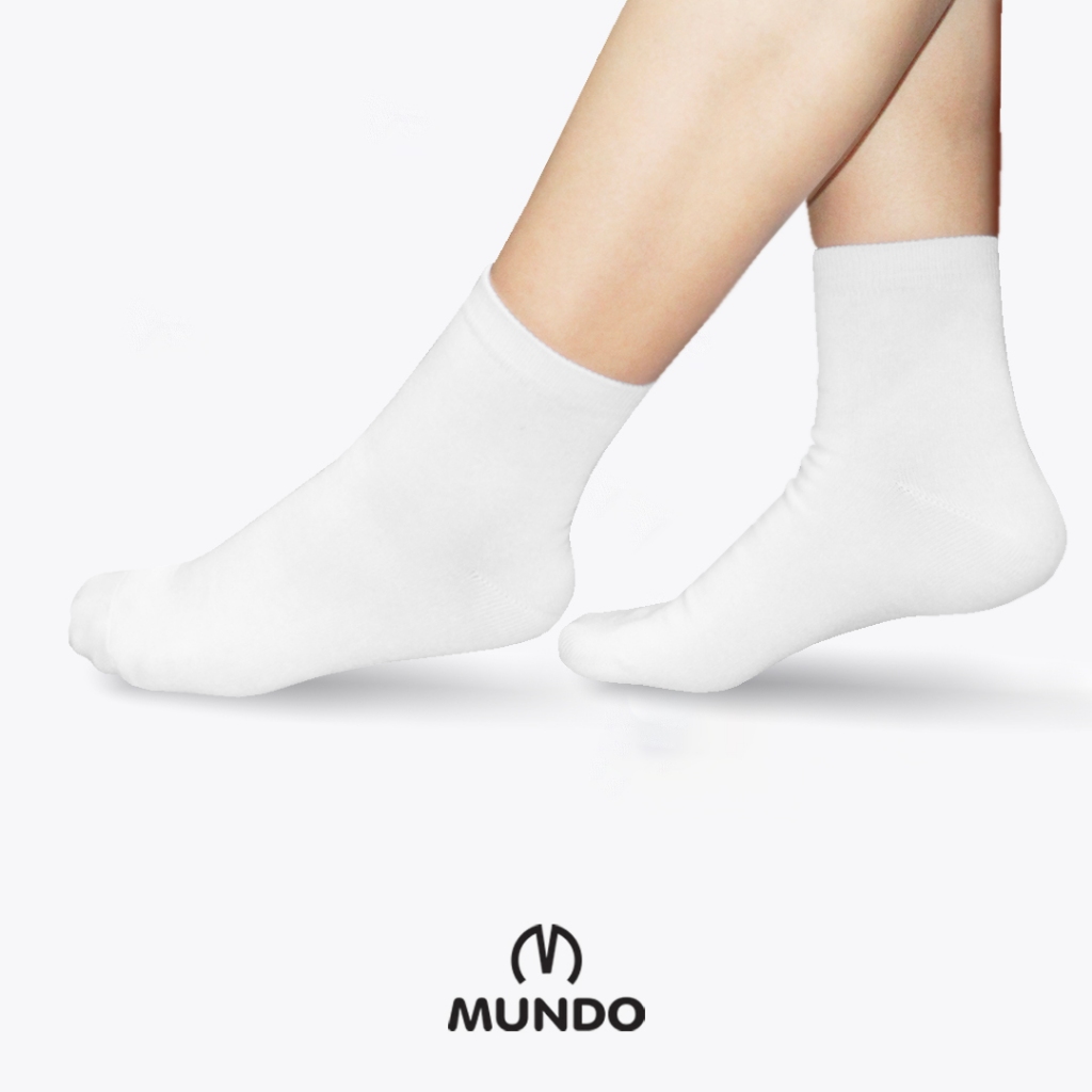 MUNDO School Sock Basic Ankle White - Kaos Kaki Anak Sekolah Semata Kaki Putih