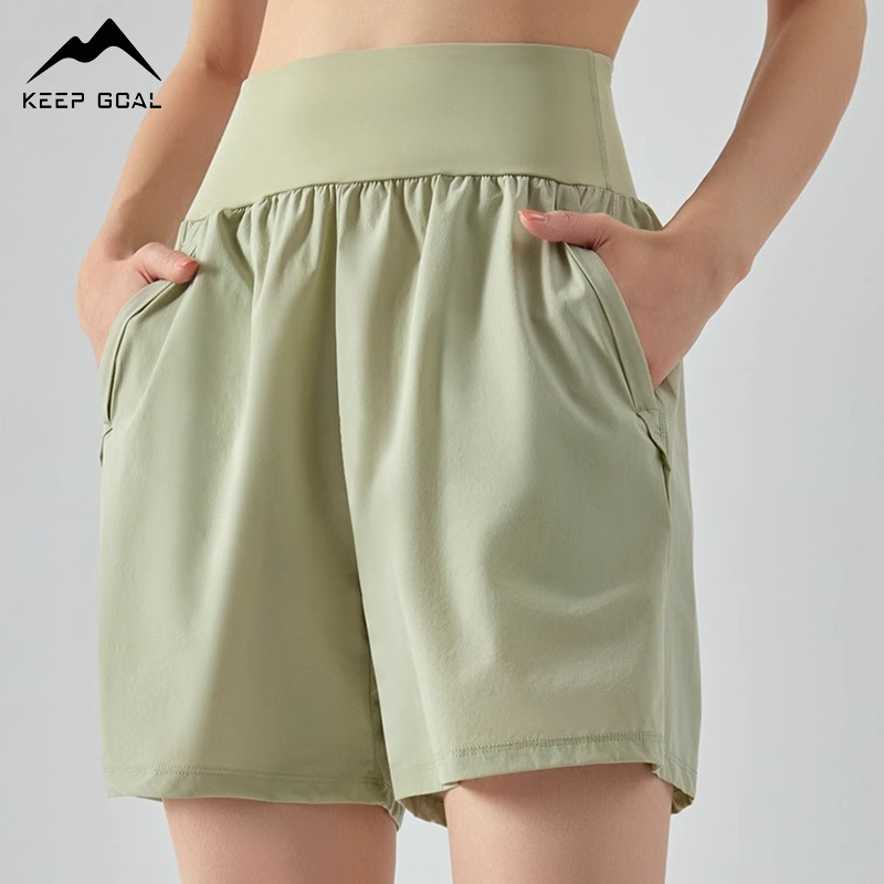KEEP GOAL celana pendek olahraga wanita gym high waist joging