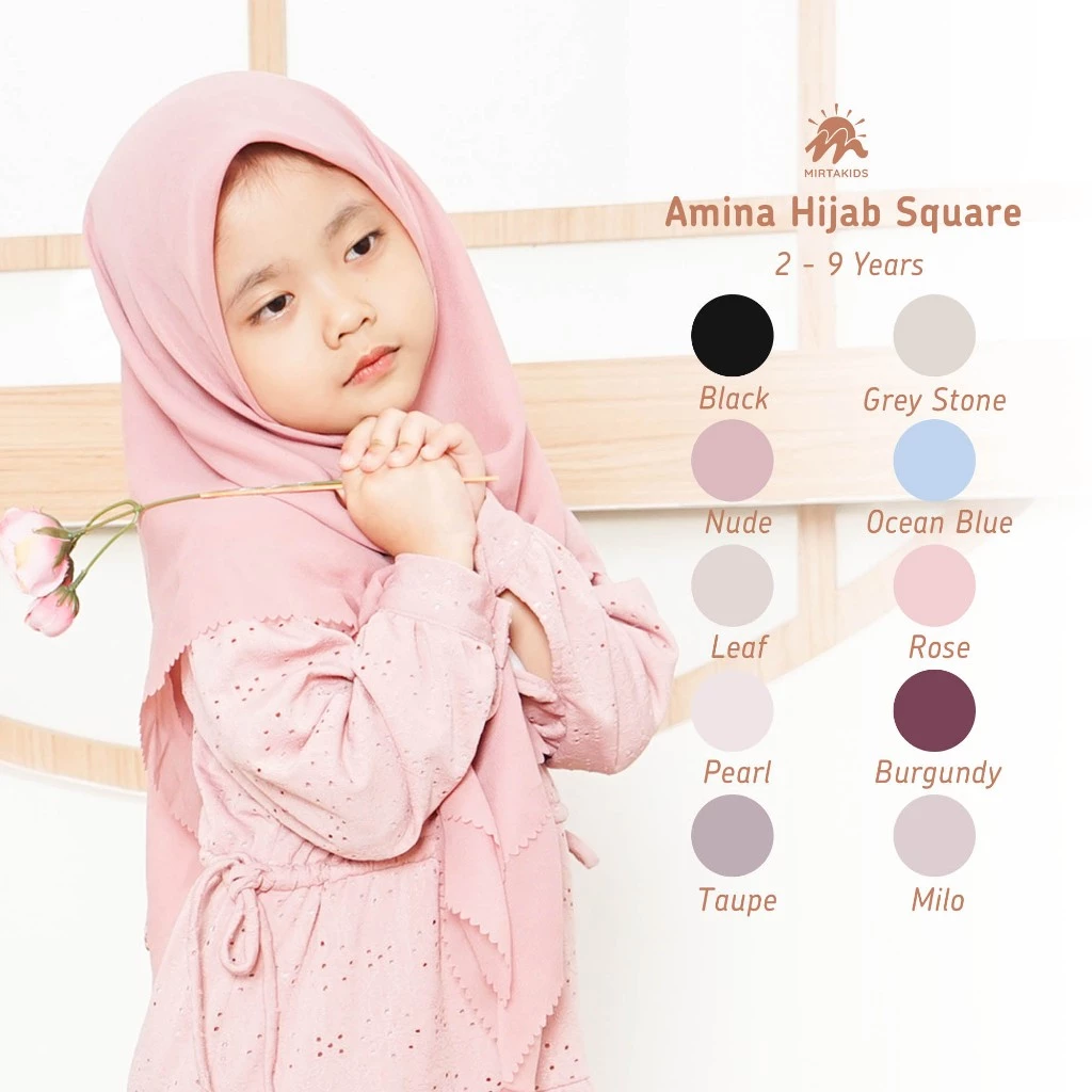 Mirtakids Amina Hijab Segiempat Anak (2-9 Tahun) | Polycotton Laser Cut