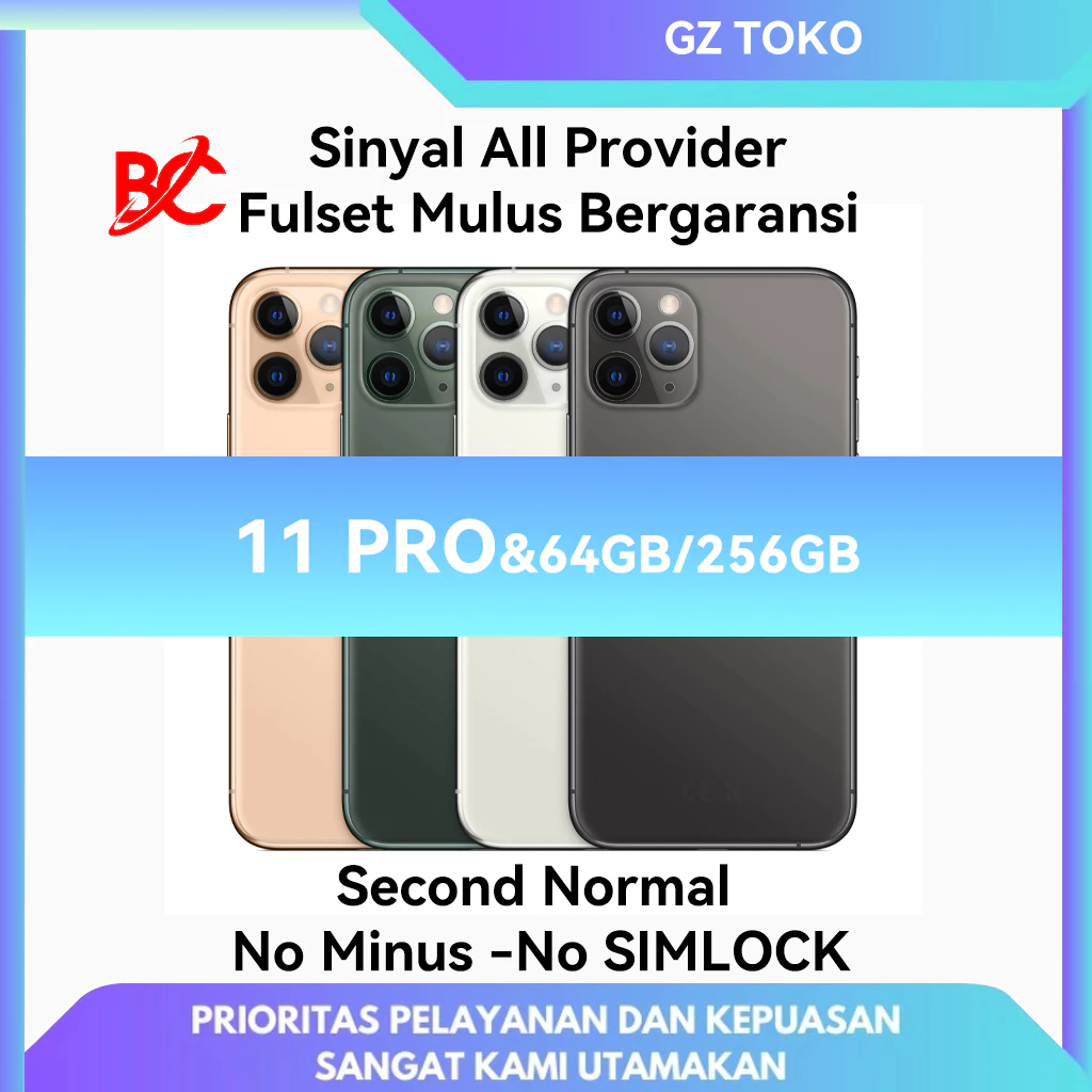 BC IP 11 PRO (sinyal permanen) 64GB 256GB / Kondisi sempurna / tampak baru / /Ex inter / IP 11 PRO/ IP 11 PRO SECOND