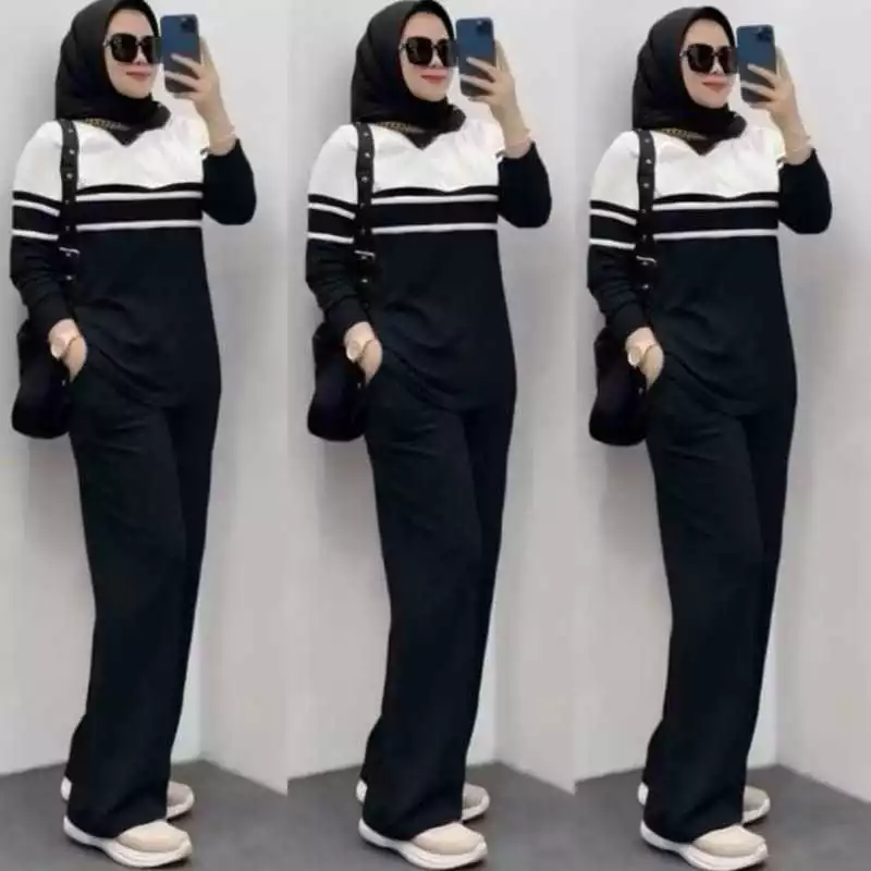 APOLO SET WANITA TERBARU SETELAN APOLO ATASAN DAN CELANA KEKINIAN LD 110CM 120CM
