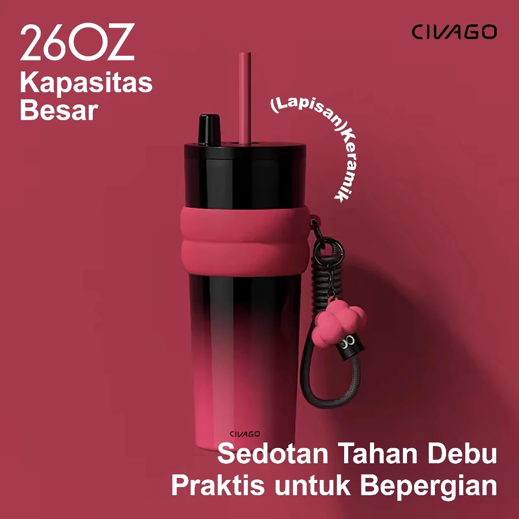 CIVAGO（26oz/768ml）Cangkir Mug Kopi Stainless Steel dengan Lapisan Dalam Keramik Termos Vakum Tumbler