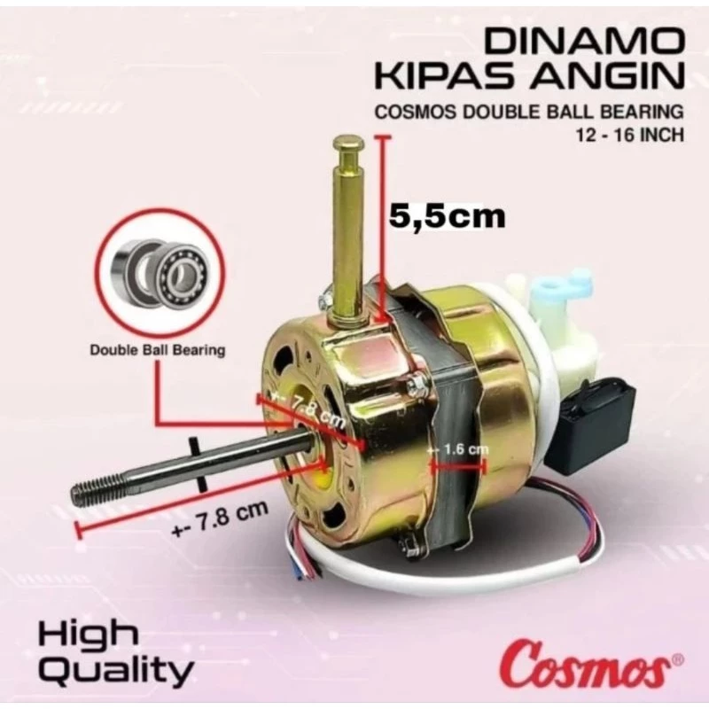 Dinamo Kipas Angin Cosmos 16 Inch Double Bearing