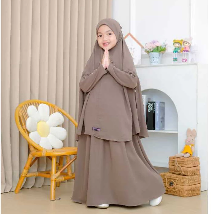 Zulaikha Sett Gamis Anak Perempuan Airflow Cringkle Premium Umur 1-12 Tahun