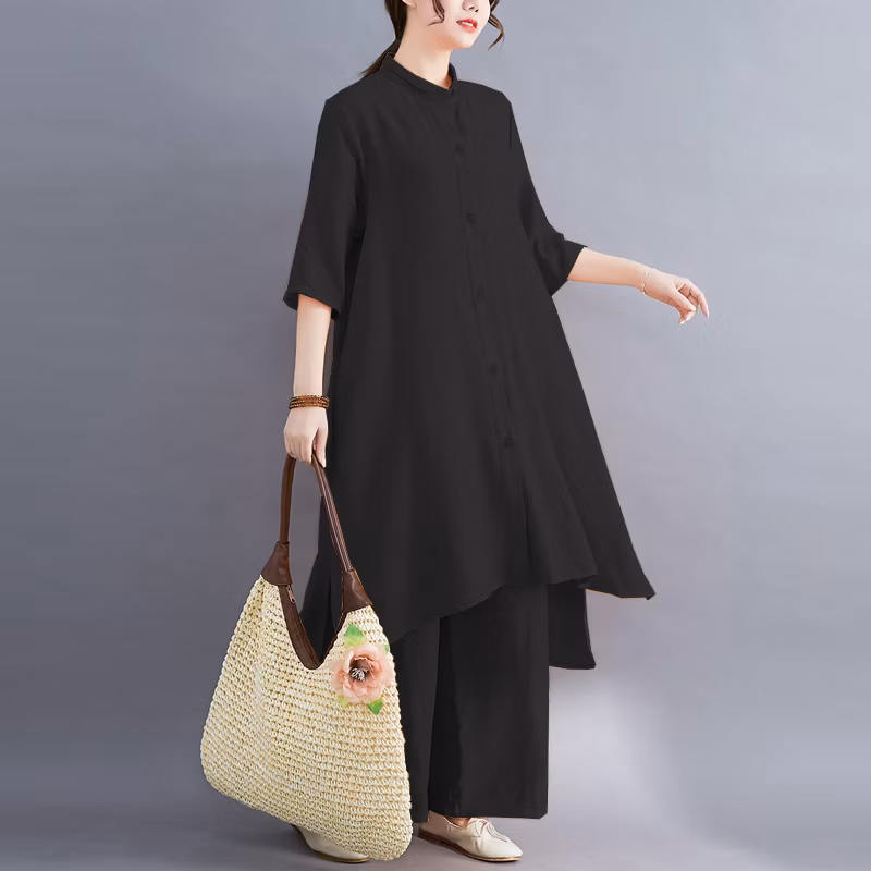 Nugraha.fashion - Lesya One Set Baju Setelan Kulot Wanita Korean Style Kekinian Bahan Polo Line