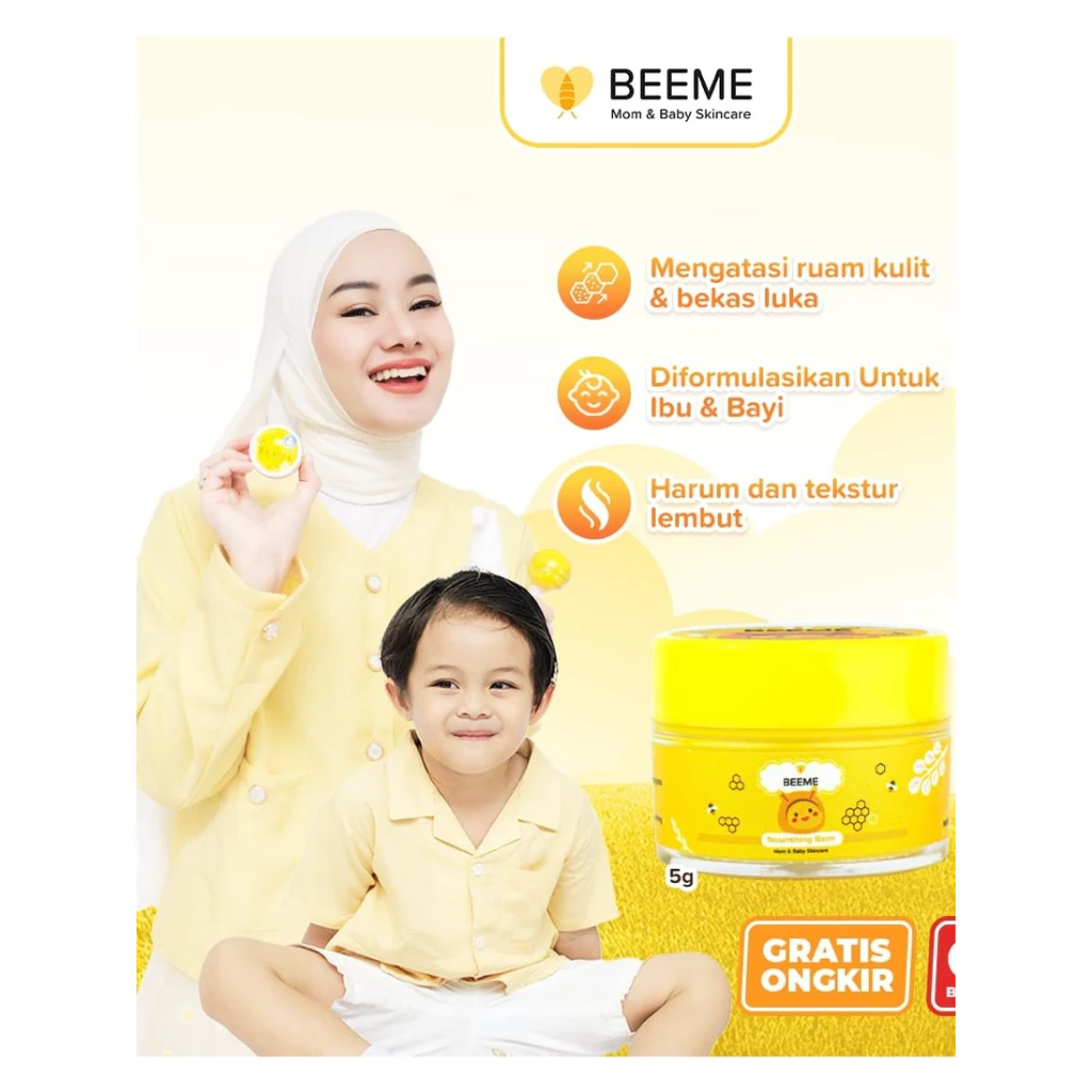 Beeme Nourishing Multipurpose Balm Kuning - Moisturizer Atasi Kulit Kering Iritasi Biang Keringat dan Memudarkan Bekas Luka