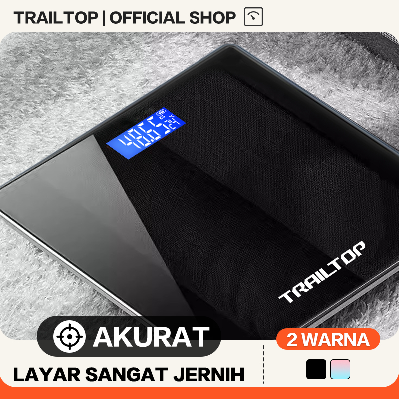 TrailTop Timbangan Badan Digital Pengukuran Akurat Timbangan Layar LCD Berat Max 180kg