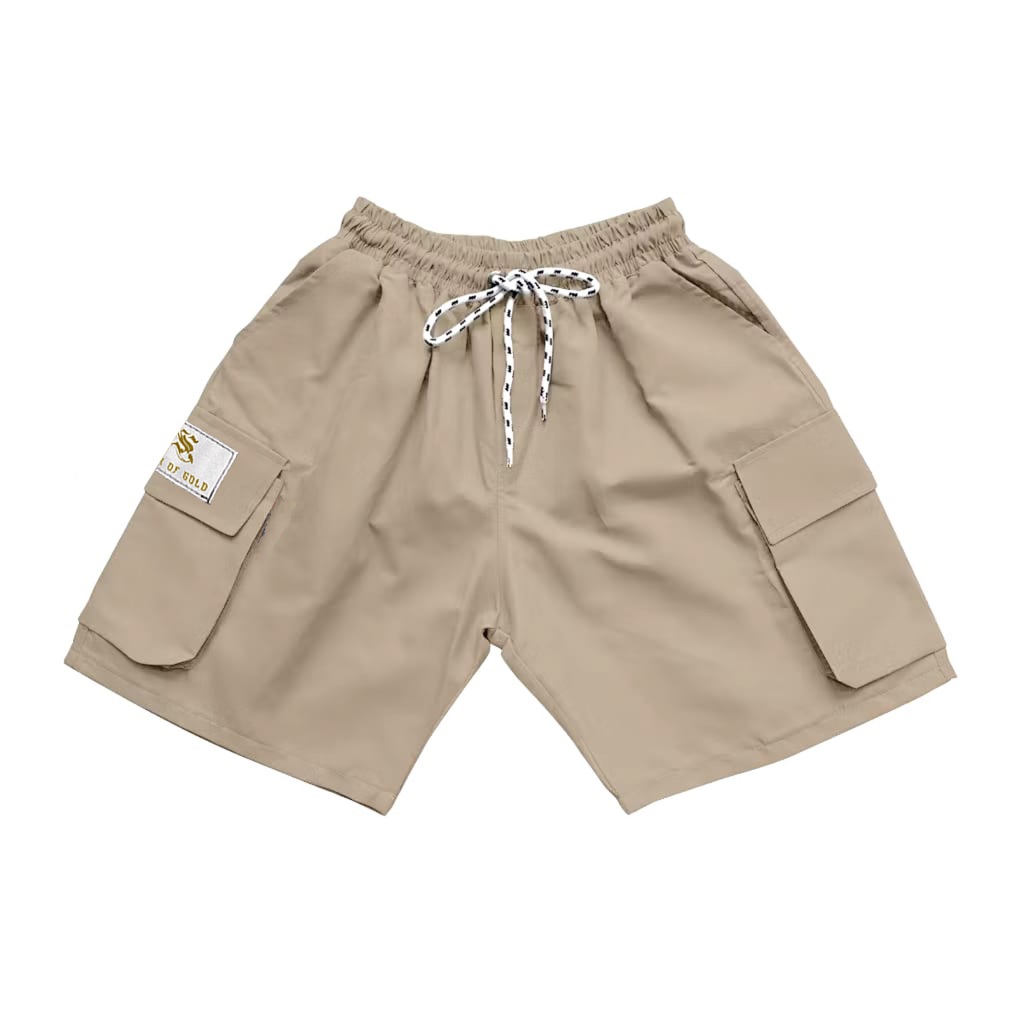 SPECK OF GOLD - Cargo pants/ Celana Cargo Pendek Pria Warna Khaki Casual