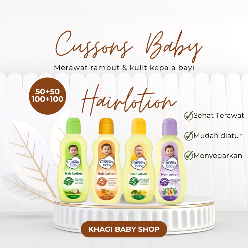 Cussons Baby Hair Lotion 100+100ml, 50+50ml Dengan Bahan Alami