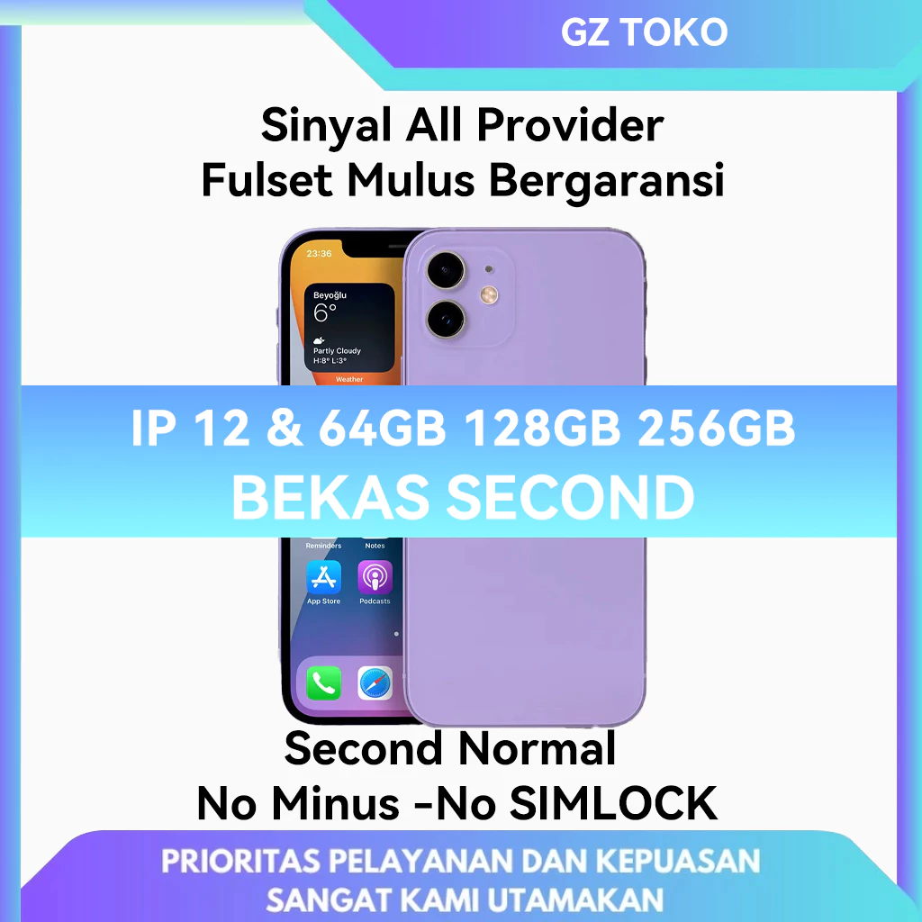IP 12 SECOND & 64GB 128GB 256GB BEKAS Fullset Mulus No Minus Good Conditions Like New Good / IP 12 / IP 12 SECOND / IP 12 64GB / IP 12 128GB
