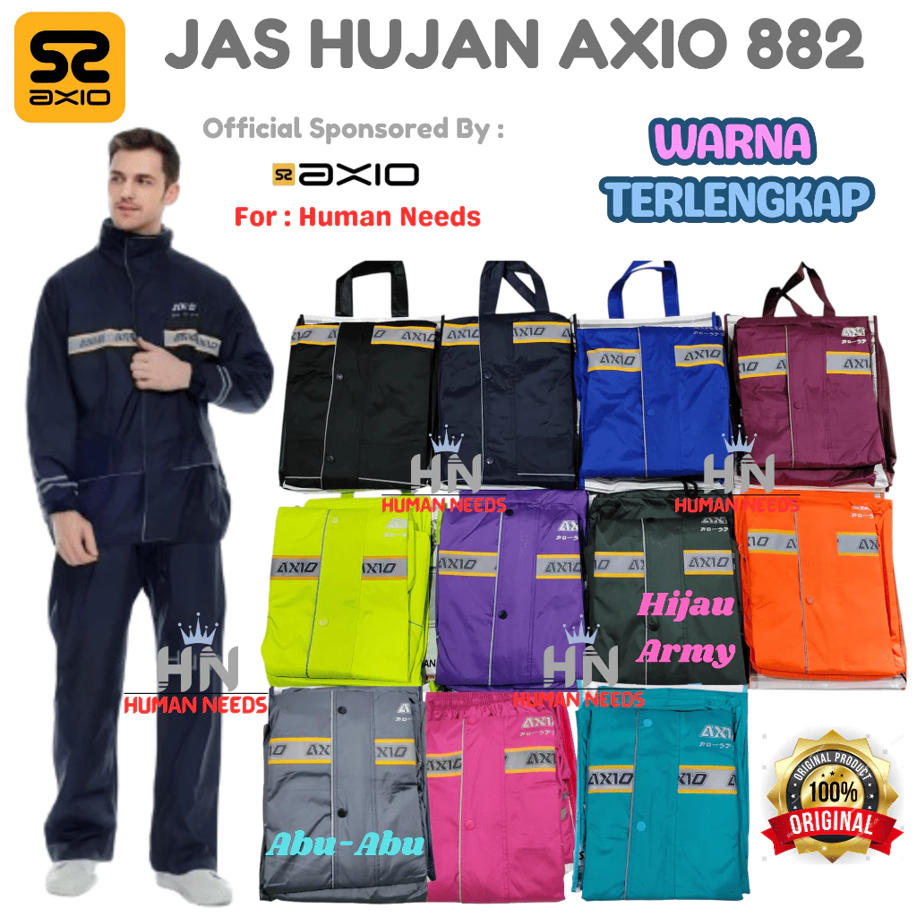 Jas Hujan Axio 882 ORIGINAL/Mantel Axio Ori/Setelan Jas Ujan Axio Dewasa Jaket Celana