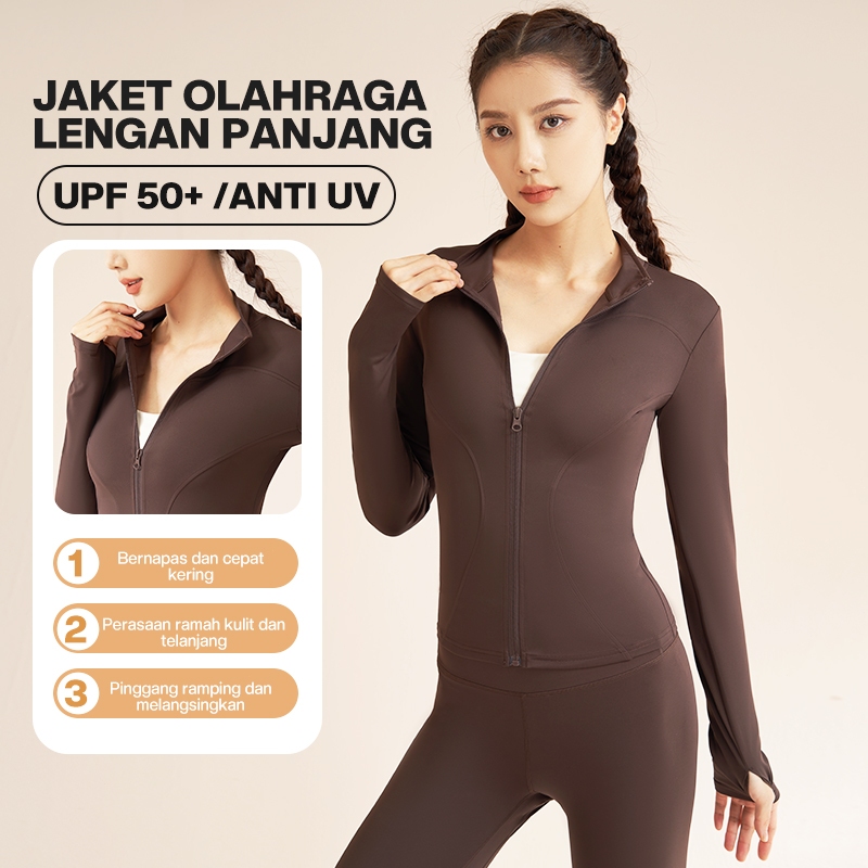 RAGA Jaket Lengan Panjang Untuk Baju Olahraga Wanita Jaket Outdoor Wanita Yoga Jaket Anti