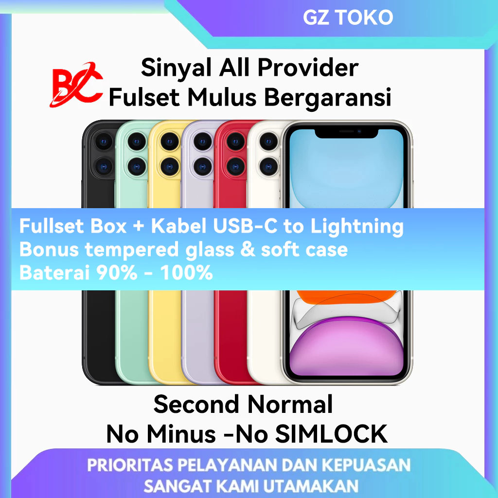 BC IP 11 64GB 128GB 256GB (sinyal permanen) / Kondisi sempurna / tampak baru / Battery Health 90% UP /Ex inter / IP 11 / IP 11 SECOND / IP IBOX 11