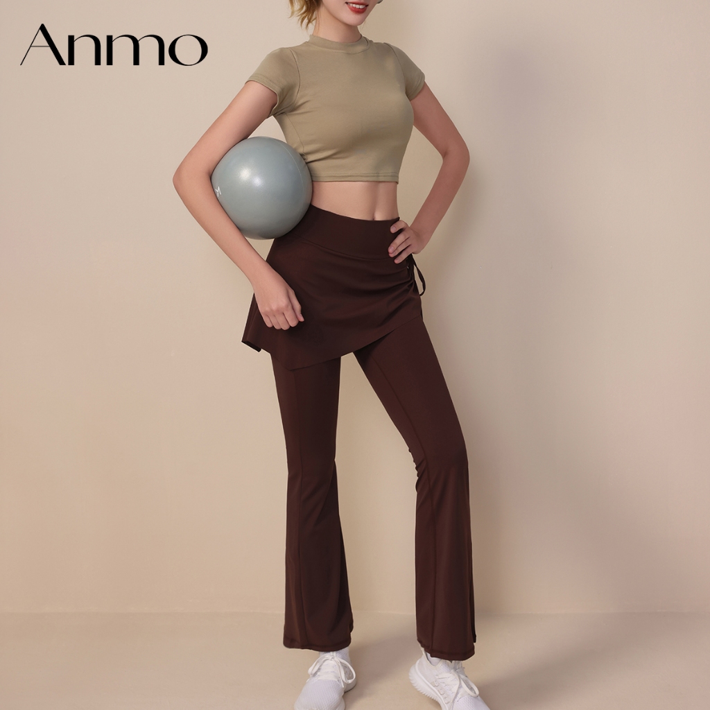 ANMO-Celana Olahraga Wanita High Waist Yoga Celana Gym Leging Gym