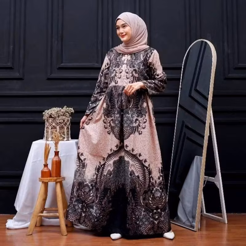 Gamis Batik Abaya Syar'i / Gamis Muslim Wanita Terbaru Motif Batik Katun
