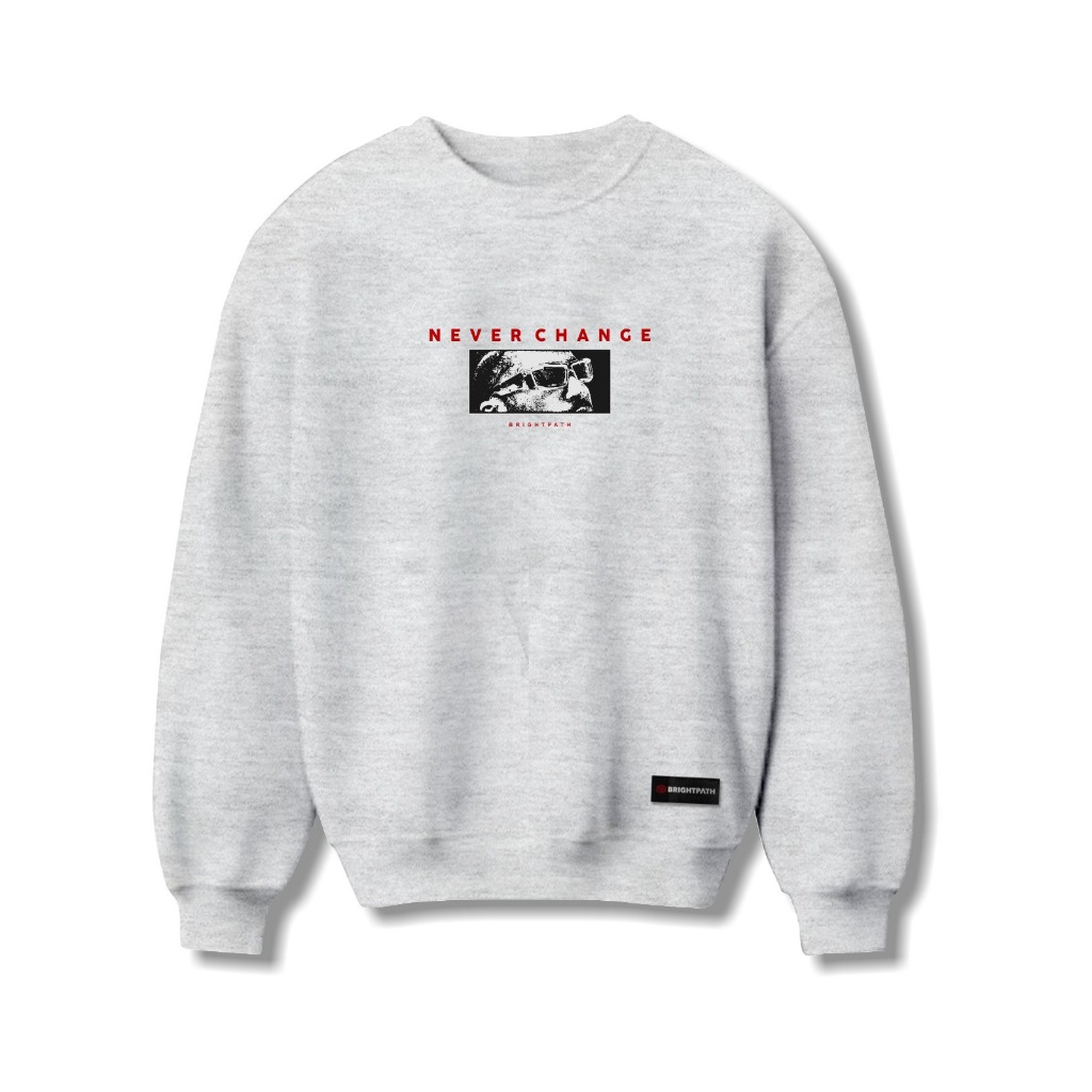 BRIGHTPATH - Sweater Crewneck Pria Abu Misty Basic Grey Edition