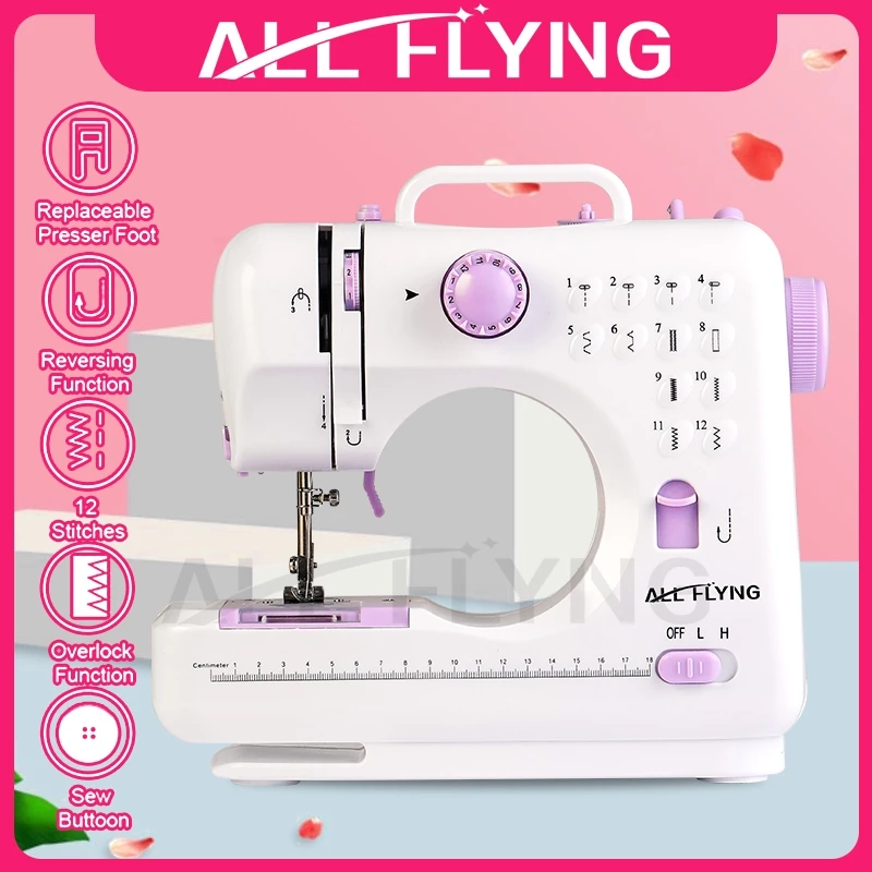 ALL FLYING Portable 505A Mesin Jahit Mini Listrik Rumah Tangga 12 Jahitan Mesin