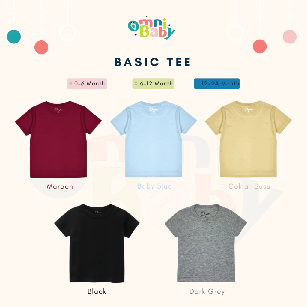 Omnibaby Kaos Polos Bayi Lengan Pendek /Tee anak SNI