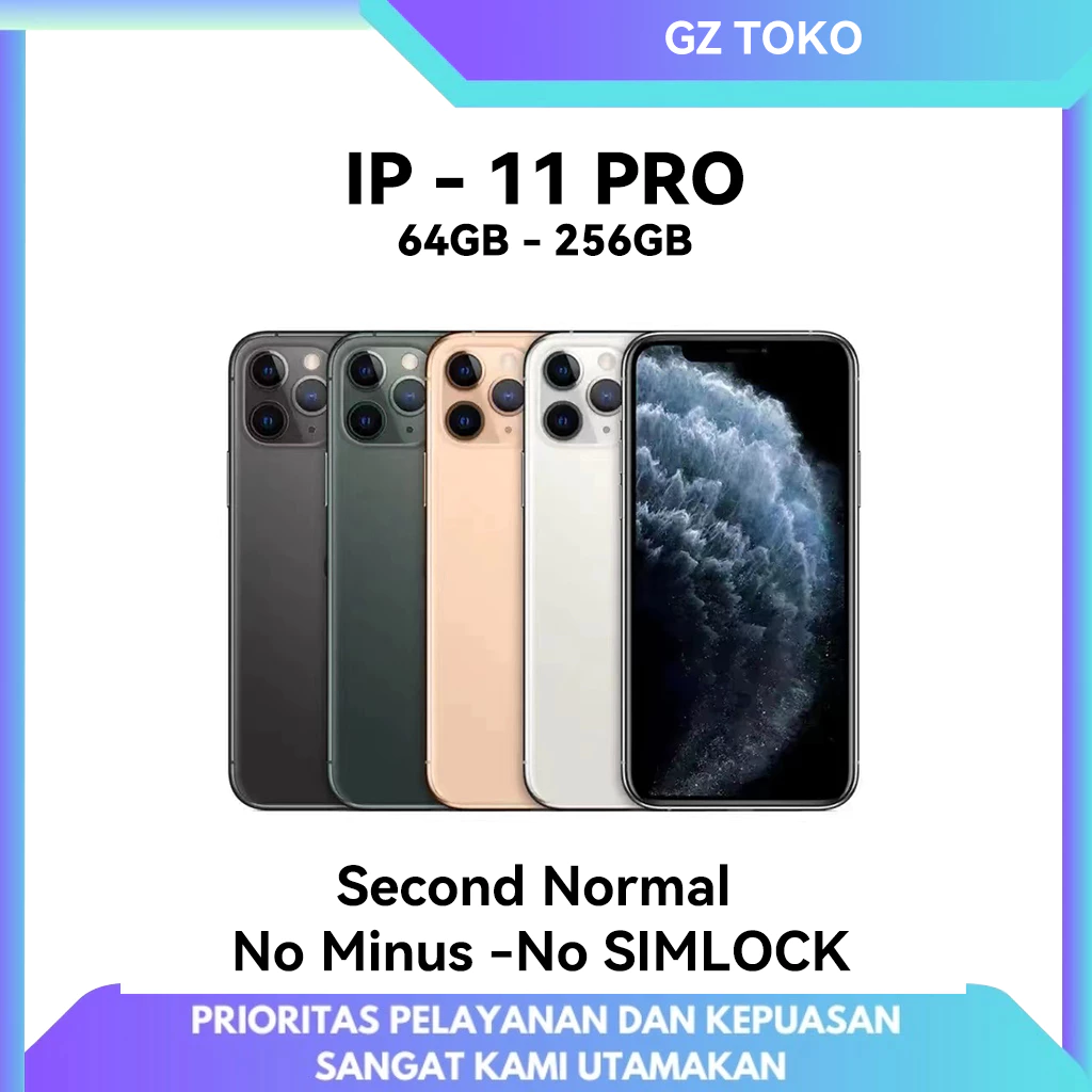 IPHONE 11 Pro 64GB 256GB SECOND HAND GARANSI 1 BULAN TERPERCAYA ORIGINAL FULLSET MULUS SECOND GOOD CONDITIONS BH 95+ EX INTER