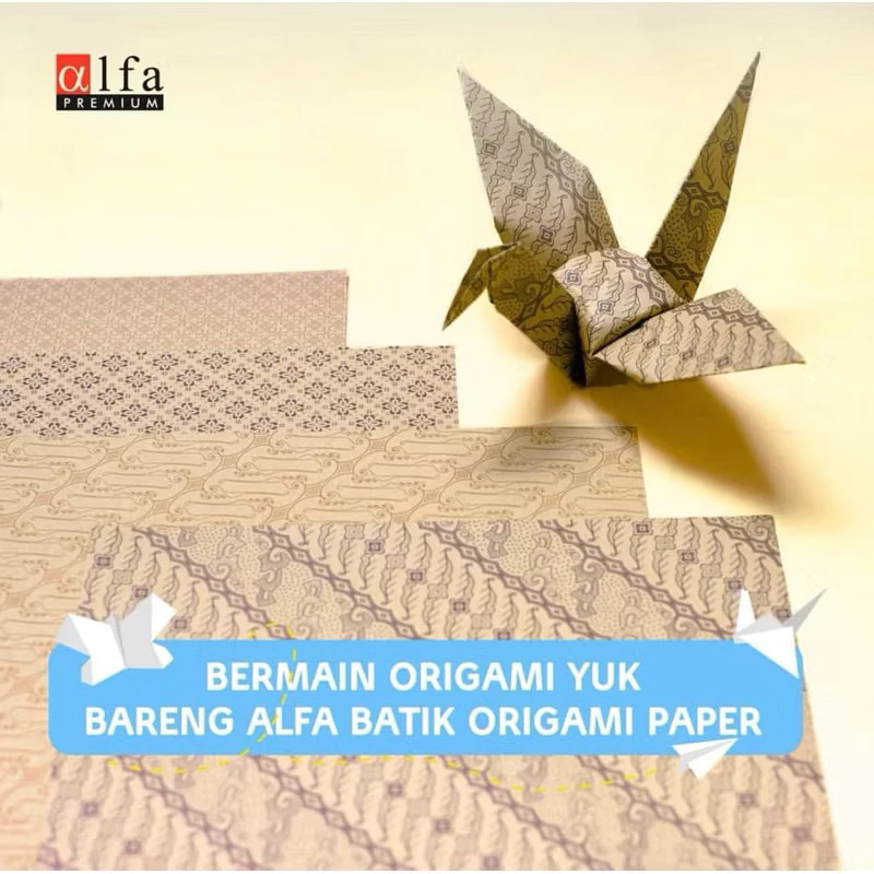 Kertas Lipat Origami Kraft Coklat BATIK 20x20 cm Alfa – 2 Sisi Berwarna