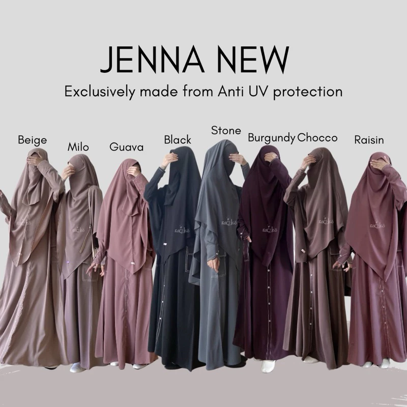 ORI RANIKO - GAMIS set Khimar Jenna ANTI UV protection Abaya Set cargo Free cadar by Raniko Syari