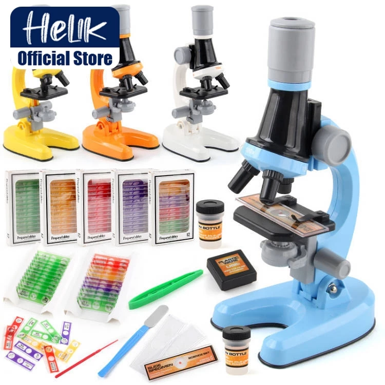 HELIK Mikroskop Anak Set Mainan Percobaan Sains 1200X Mainan Sekolah Anak Anak Mainan Edukasi